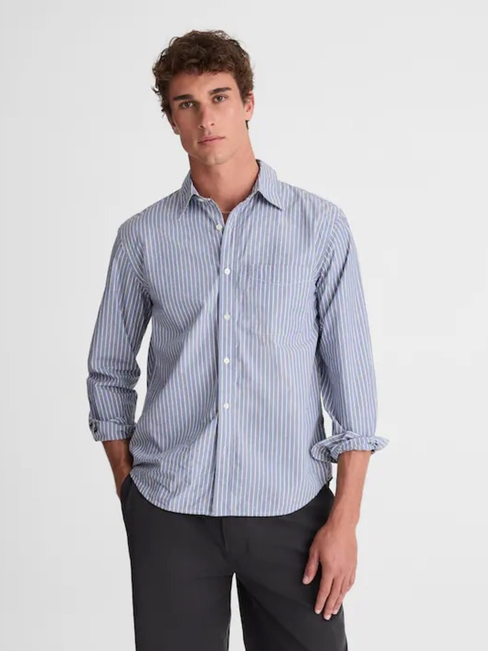 Madewell Button-Up Shirt in Crisp Poplin Shirting Stripe Size XL $118 NZ218